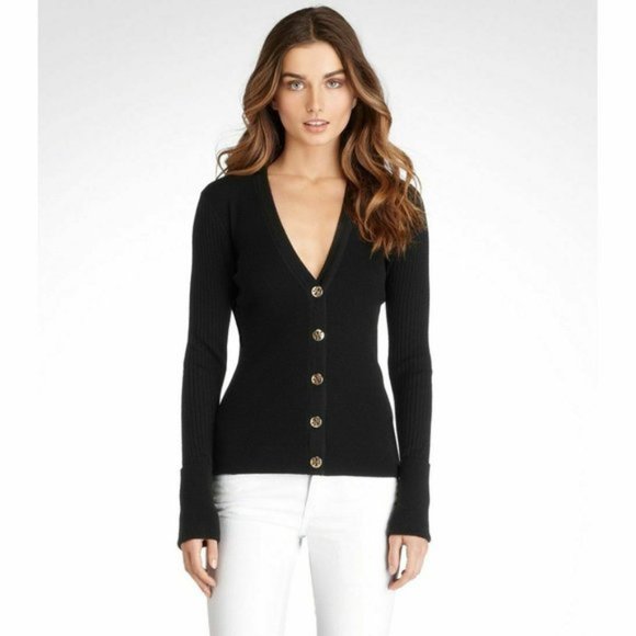 Tory Burch Simone Fine Knit Cardigan Black Sz XS